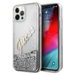 Husa GUESS Apple iPhone 12 Pro Max Glitter Vintage Script GUHCP12LGLVSSI Silver Hardcase