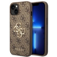 Husa Apple iPhone GUESS 14 4G Mare logo metalic maro tarecase