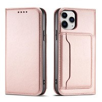 Magnet Card Case husa la iPhone 12 Pro card portofel carte de caz carte titular roz