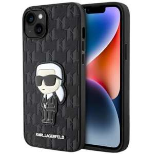 Husa iPhone Karl Lagerfeld KLHCP14MSAKHPKK 14 Plus 6.7" negru/negru Saffiano Monogram Ikonik Case
