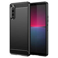 Husa Case husanounou Carbon pentru Sony Xperia 10 V flexibil siliko carbo capac negru Case