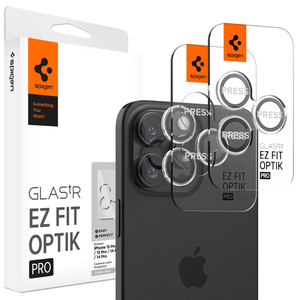 Sticlă Spigen IPhone PROTECTOR DE CAMERĂ OPTIK.TR "EZ FIT" PROTECTOR DE CAMERĂ 2-PACK 14 PRO / 14 PRO MAX / 15 PRO / 15 PRO MAX / 16 PRO / 16 PRO MAX CRYSTAL CLEAR