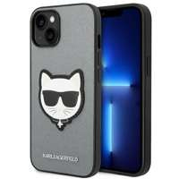 Husa Apple iPhone KARL LAGERFELD 14 Saffiano Choupette Head Patch Silver Hardcase