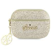 Husa Glitter Guess GUAP2GLGSGSHD AirPods Pro 2 acoperă aur / aur Flake 4G Charm Case