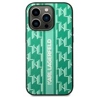 Husa Apple iPhone KARL LAGERFELD 14 Plus Monogram Stripe Green Hardcase