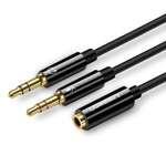 UGREEN Audio Splitter Cablu AUX Mini Jack 3.5mm pentru căști cu microfon 20cm negru