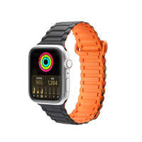 StrapArmor strap Apple Watch magDux Ducis Strap ( Versiune) SE, 8, 8, 7, 6, 5, 4, 3, 2, 1 (41, 40, 38 mm) brățară din silicon netic negru-portocaliu
