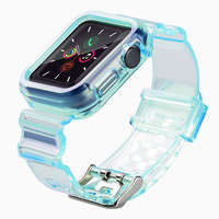Set de curea de lumină Set de bandă de silicon strap brățară husa pentru ceas 6 44mm / ceas 5 44mm / ceas 4 44mm / ceas SE 44mm albastru