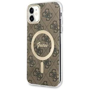 Husa iPhonecase MagSafe Guess GUHMN61H4STW 11 6.1" maro/maro tare 4G Case
