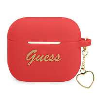 Husa GUESS Apple AirPods 3 Cover Silicone Charm Heart Collection Red Case
