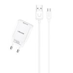 Incarcator USAMS 1xUSB Cablu MicroUSB 1m 2.1A Fast Charging T21 T21OCMC01 Alb