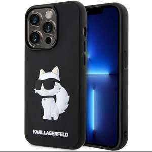 Husa iPhonecase Karl Lagerfeld KLHCP14L3DRKHNK 14 Pro 6.1" negru/negru Choupette 3D din cauciuc tare Case