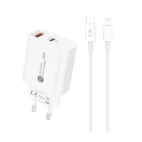 Încărcător de perete A6MaxL 20W USB-A USB-C cu USB-C de 1 m - Cablu Lightning - Alb