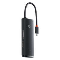Baseus Lite Series HUB multifuncțional USB tip C - 2 x USB 3.0 / USB tip C / HDMI 1.4 / SD/TF negru (WKQX050001)