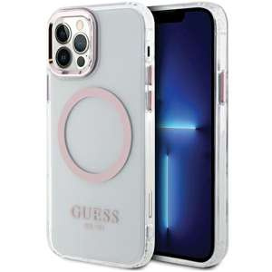 Husa Guess GUHMP12MHTRMP iPhone 12/12 Pro 6.1" roz/roșu tare case Metal Outline MagSafe Case