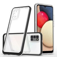 Clear 3in1 husa pentru Samsung Galaxy A03s (166) Capac de gel cu ramă neagră pentru Samsung Galaxy A03s (166)