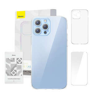 Husa protecție Baseus Crystal Clear pentru 13 Pro Max (transparent) +folie sticla + kit de curățare
