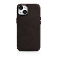 Case husa iPhone mag MagSafe iCarer Oil Wax Premium Leather din piele iCarer 14 Plus netic cu maro (WMI14220703-BN)