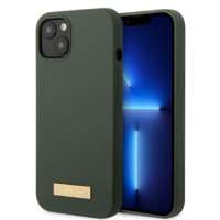 Husa Apple iPhone MagSafe GUESS 13 Plăcuță de silicon cu logo verde tarecase