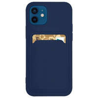 Card Case silikonou husa portofel cu buzunar pentru carduri documente pentru Samsung Galaxy A72 4G albastru marin