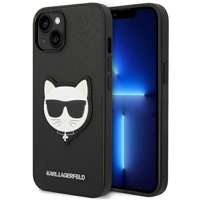 Husa Apple iPhone KARL LAGERFELD 14 Plus Saffiano Choupette Choupette Head Patch negru tarecase