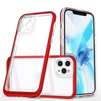 Clear 3in1 husa pentru iPhone 11 Pro Max capac de gel cu ramă roșie
