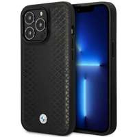 Husa iPhone BMW 14 Pro 6.1" negru/negru din piele cu model diamant BMW 14 Pro 6.1" negru/negru MagSafe