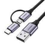 Cablu USB 2in1 UGREEN Tip-C / Micro USB, QC 3.0, 1m (negru-gri)