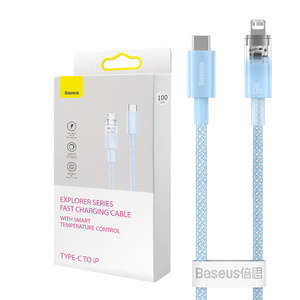 Cablu încărcare rapidă Baseus USB-C la Lightning Explorer Series 2m, 20W (albastru)