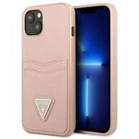 Husa GUESS Apple iPhone 13 Mini Saffiano Triangle Logo Cardslot Pink Hard Pinkcase