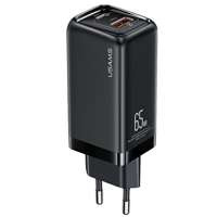 Taxa USAMS. 1xUSB-C+1xUSB T47 65W PD Fast Charging Super Si negru/negru CC153TC01 (US-CC153)