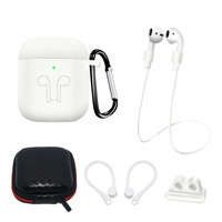 Kit Silikonou husa AirPods 2 / AirPods 1 + husă / earhook / strap pentru gât / suport pentru strap ceas / carabină | alb
