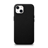Case husa iPhone mag MagSafe iCarer Litchi Premium Leather 14 netic cu piele neagră (WMI14220709-BK)