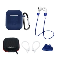 Set Silikonou husa AirPods 2 / AirPods 1 + carcasă / clemă pentru ureche / strap pentru gât / suport pentru strap ceas / carabină | roz