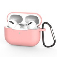 Husa pentru AirPods Pro silikonou husă moale casti + breloc roz (case D)