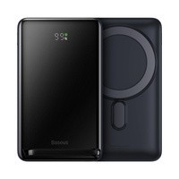 Baseus Mag MagSafe cablu Baseus netic Bracket powerbank cu încărcare wireless 10000mAh 20W Overseas Edition albastru (PPCX000203) + USB tip C Xiaobai Series 60W 0.5m
