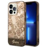 Husa Apple iPhone GUESS 14 Pro Porcelain Collection Brown Hardcase