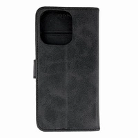 Leather Book Case pentru iPhone 16 Pro Max - neagră