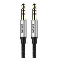 Baseus cablu Yiven M30 stereo audio AUX 3,5 mm mini jack mini jack de sex masculin de 1m argintiu/negru (CAM30-BS1)