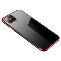 Culoare transparentă case husă din gel husa cu margine metalică Samsung Galaxy S21+ 5G (S21 Plus 5G) roșu