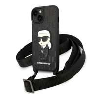 Husa iPhonecase Karl Lagerfeld 14 Plus 6.7" negru/negru tare Monogramă Ikonik Patch