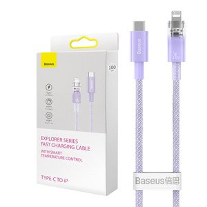 Cablu încărcare rapidă Baseus USB-C to Lightning Explorer Series 2m, 20W (violet)