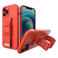 Sfoară Case silikonou husa cu șnur cu șnur sac strap pentru Samsung Galaxy A53 5G roșu
