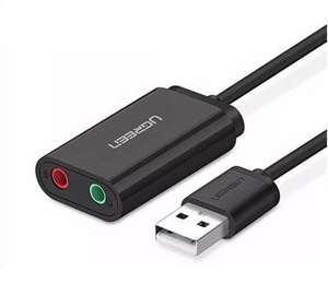 Placă de sunet externă USB UGREEN 15cm (negru)
