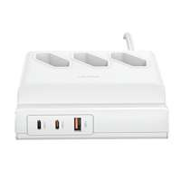 USAMS Power strip 65W Super Si Fast Charging USB Extension Socket EU alb/alb CC160TC01 (US-CC160)