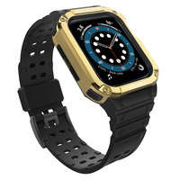 Protejați banda de curea de la husa pentru Watch 7 / 6 / 5 / 5 / 4 / 3 / 2 / SE (45 / 44 / 42mm) caz blindat de ceas negru