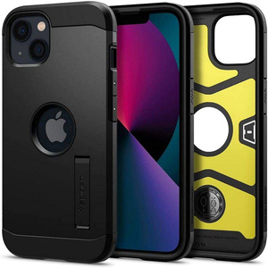 Husa iPhone 13 Spigen Tough Armor  Negru Case + Folie sticla Spigen Glas.tr Slim