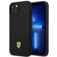 Husa iPhonecase Ferrari FEHCP14MSIBBK 14 Plus 6.7" negru/negru, silicon dur, negru, logo metalic