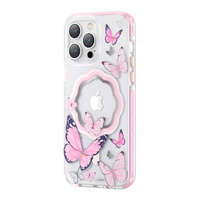 Husa mag husa iPhone MagSafe Kingxbar Butterfly Series netic 14 Plus decorat cu imprimeu fluture roz Case