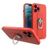 Husa Inel Case silikonou husa cu suport deget și suport pentru Samsung Galaxy S22 roșu Case